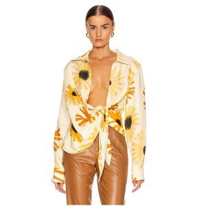 JACQUEMUS La Chemise Bahia / Size 34 / US 2 / Print Flowers Knotted Draped Shirt